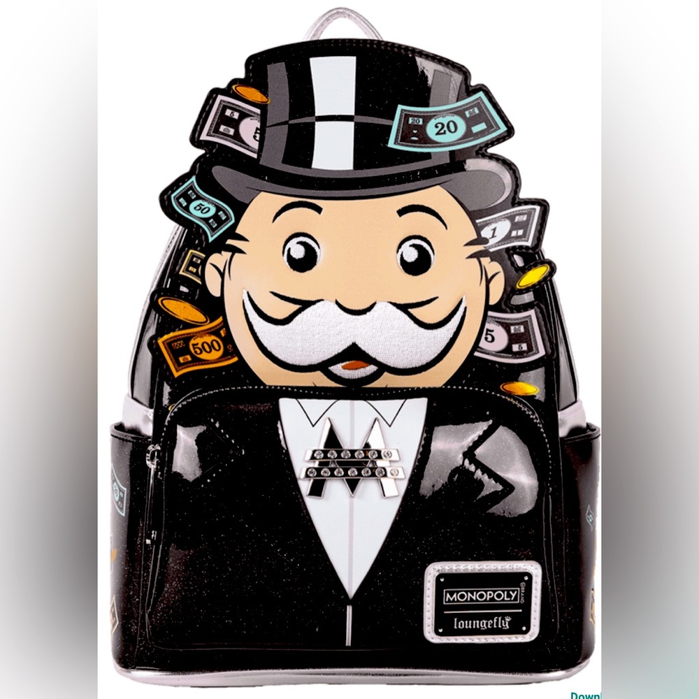 Monopoly 90th Anniversary Pennybags Glitter Cosplay Mini Backpack NWT